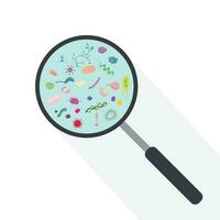 Magnifying Glass Showing Microbiome vector