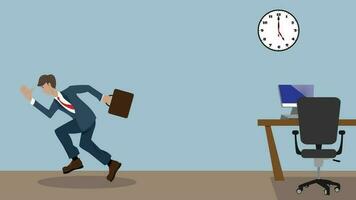 Vector Illustration of Businessman Running Out at Quitting Time