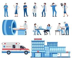 conjunto de iconos de médicos de hospital vector