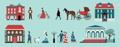 Victorian Centuries Icon Set vector