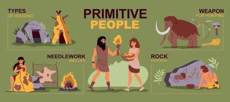Primitive People Infographics vector