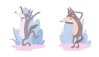 Cartoon Wolf Characters vector