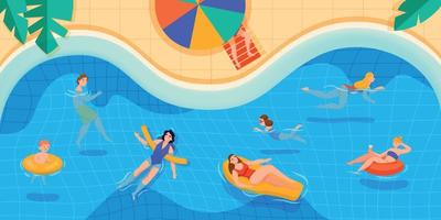 Swimming Pool Colored Composition vector