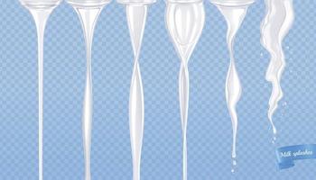 Milk Flow Realistic Set vector