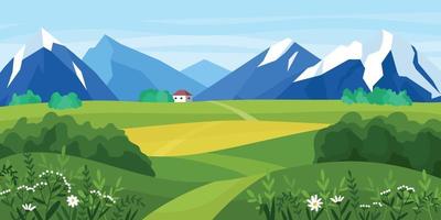 Rural Landscape Mountains Composition vector