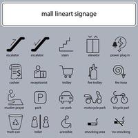 conjunto de elemento de señalización de diseño de icono de ilustración de tienda de compras para información tecnológica. vector