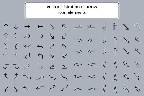 Set of arrow Illustration Icon design signage element for technology information.