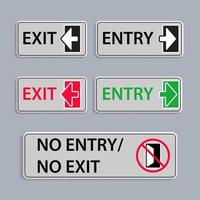 Set of  entrance and exit Illustration Icon design signage element for technology information. vector