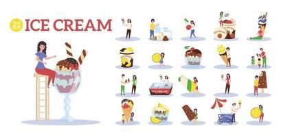 Ice Cream Composition Set vector