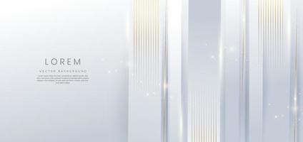 Abstract elegant white and gray background with vertical golden line decoration with copy space for text. vector