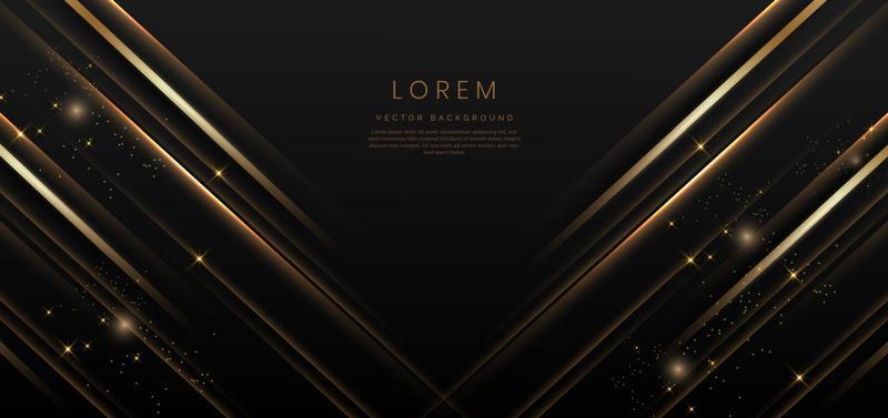 Abstract elegant gold lines diagonal on black background. Luxury style with copy space for text.