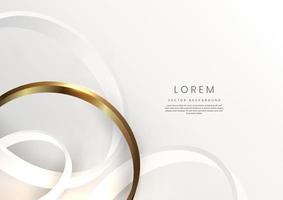 Abstract 3d gold and grey curved circle on white background with lighting effect. Luxury design style. vector