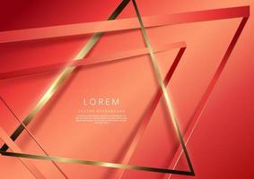 3d golden triangle with on soft red background. Template luxury premium award design. vector