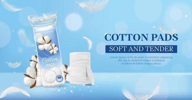 Realistic Cosmetic Cotton Pads Horizontal Poster