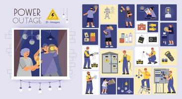 Power Outage Flat Compositions vector