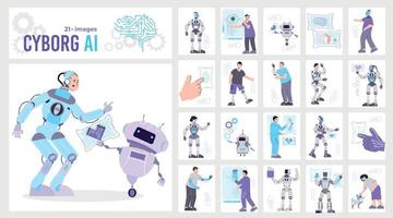 composiciones planas cyborg ai vector