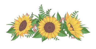 Sunflowers Cartoon Composition vector