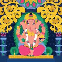 Ancient Indian Hindu God Ganesha Composition vector