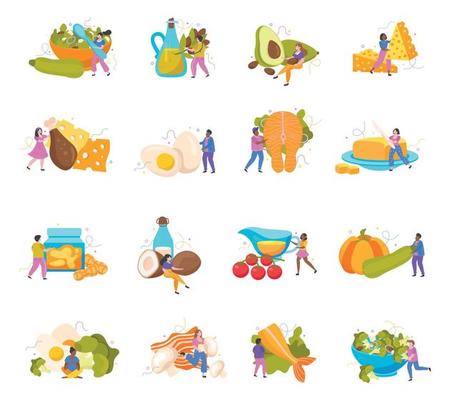 Keto Diet Flat Icons