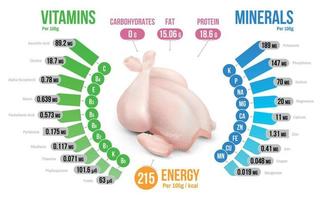 diagrama infográfico de nutrientes de pollo vector