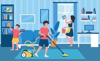 Family Home Cleanup Composition vector