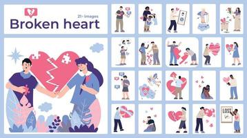 Broken Heart Flat Compositions vector