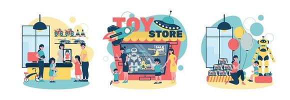 Toy Store Flat Compositions vector