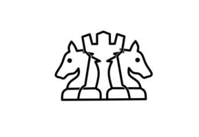 outline rook knight chess logo icon vector