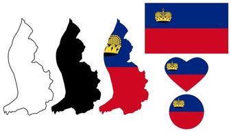 Principality of Liechtenstein map flag icon set vector