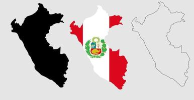 conjunto de iconos de bandera de mapa de perú vector