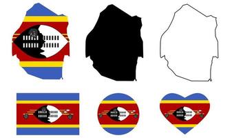 Kingdom of Eswatini map flag icon set vector