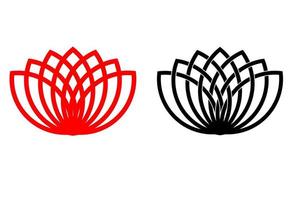outline lotus icon set vector
