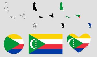 Union of the Comoros map flag icon set vector