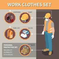 Workplace Safety Isometric Infographics vector