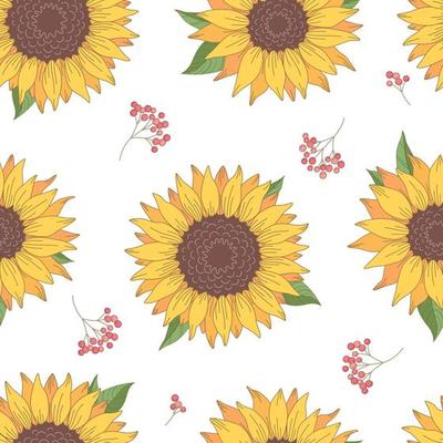Sunflowers Seamless Pattern