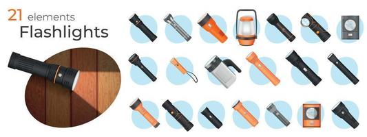 Flashlight Realistic Set vector