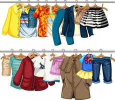 Different clothes hanging on the bars vector