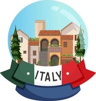 etiqueta de banner de italia con edificios de viviendas vector