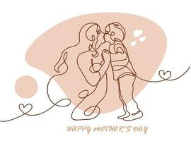 Ilustración de vector de diseño de día de madres feliz de una línea.