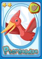 tarjeta de dibujos animados de dinosaurio pteranodon vector