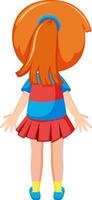 Back of a little girl cartoon character vector