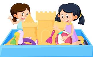 Children playing in the sand pit vector