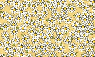 ilustración de un montón de flores blancas sobre fondo amarillo vector
