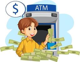 A man withdraw money from atm machine