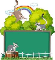 Frame design with three sugar gliders in garden vector