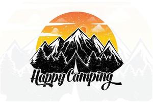 diseño de camiseta de camping feliz vector