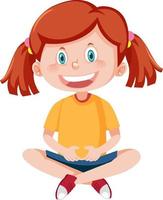 Cartoon happy girl sitting vector