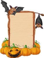 Bat with wooden sign banner vector