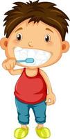 Boy cartoon brushing teeth vector