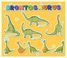 Set of cute brontosaurus dinosaur cartoon characters vector